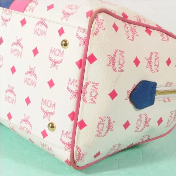 AUTHENTIC MCM Visetos Lion Tote Boston Bag + Dust Bag - Picture 11 of 12